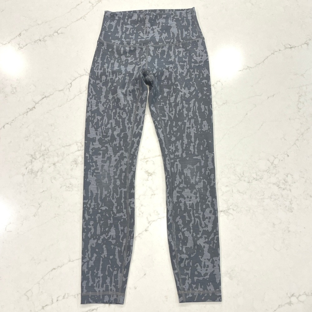 Lululemon Wunder Train High-Rise Tight 25"‎ Womens 4 Grey Camo Print Workout